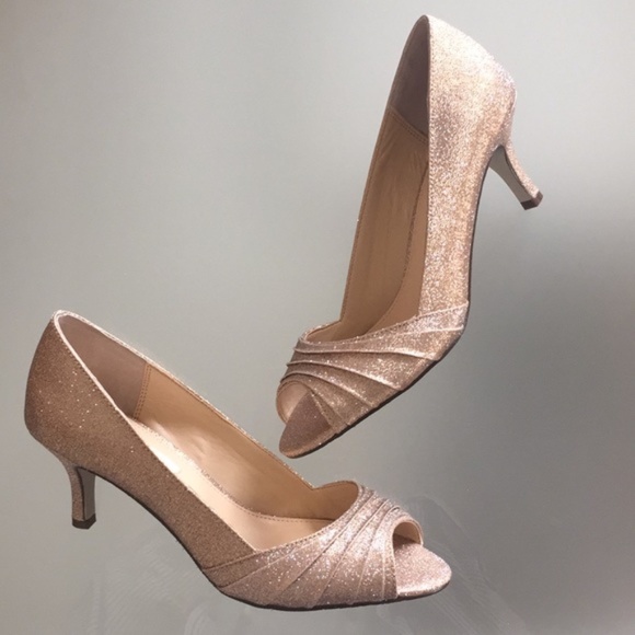 Nina Shoes Shoes Bronze Pleated Peep Toe Kitten Heel Dress Pump Poshmark